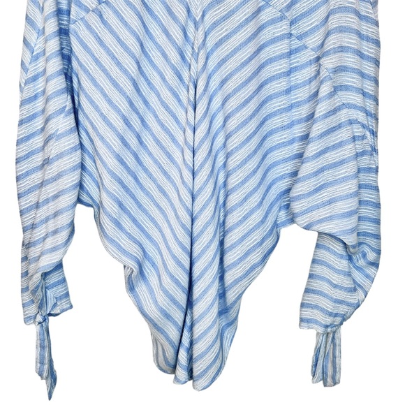 Free People Morning Solid Blue White Striped Long Sleeve Top Large Dolman Sleeve - Picture 10 of 16